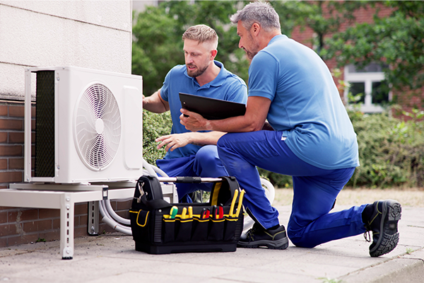 Techs installing unit